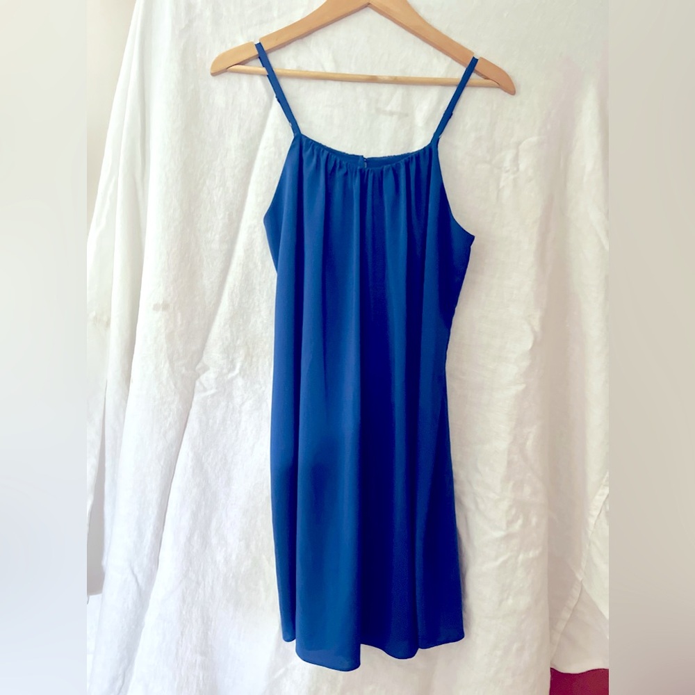 Royal blue silk Alice & Olivia swing dress w/spaghetti straps NWOT